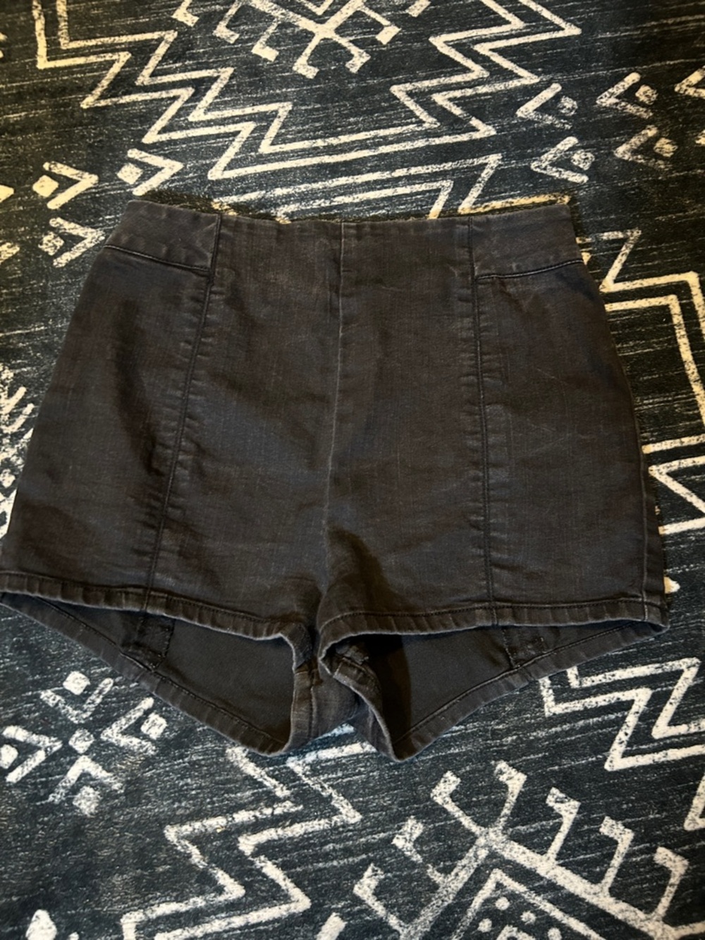 High-Waist Black Denim Shorts